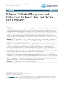 TRPV6 and Calbindin-D9k-expression and localization in the bovine uterus and placenta during pregnancy