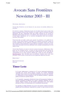 Avocats Sans Frontières Newsletter 2003 - III