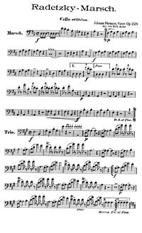 Partition violoncelle (ad lib.), Radetzky March, Op.228, Strauss Sr., Johann