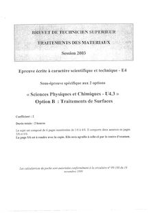 Sciences physiques et chimiques 2003 Traitements thermiques BTS Traitement des matériaux