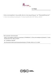 Une conception nouvelle de la vie psychique: la Gestalttheorie - article ; n°24 ; vol.31, pg 438-451