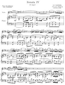 Partition de piano, violon Sonata en D major, D major