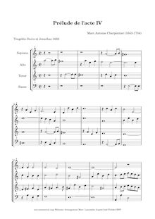 Partition Prélude de l acte IV - score pour enregistrements SATB, David et Jonathas