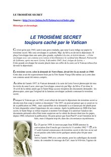 LE TROISIÈME SECRET toujours caché par le Vatican