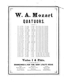 Partition violon 1 (et flûte, hautbois), 27 quatuors, Mozart, Wolfgang Amadeus