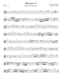 Partition ténor viole de gambe 1, alto clef, madrigaux, Book 6, Gesualdo, Carlo
