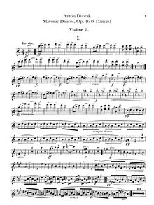 Partition violons II, Slavonic Dances, Slovanské tance, Dvořák, Antonín