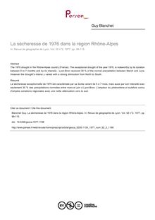 La sécheresse de 1976 dans la région Rhône-Alpes - article ; n°2 ; vol.52, pg 99-115
