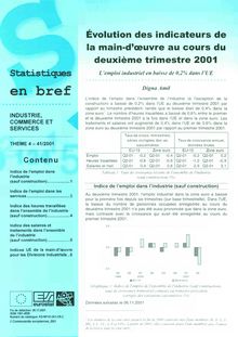 Évolution des indicateurs de la main-d oeuvre au cours du deuxième trimestre 2001