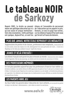 Le tableau noir de Sarkozy - Tract éducation