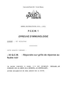 Immunologie 2001 Université Paris 12
