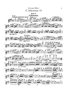 Partition flûte 1, 2 (doubles Piccolo), L Arlésienne  No.2, Bizet, Georges