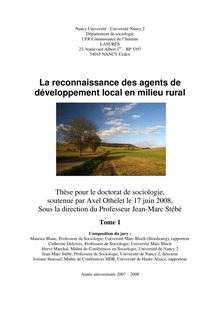 La reconnaissance socio-professionnelle des agents de développement local en milieu rural, Recognition of the status « agents in charge of the local development »