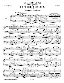 Partition complète, trei nocturnes, Friedrich Chopin