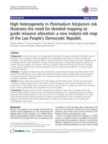 High heterogeneity in Plasmodium falciparumrisk illustrates the need for detailed mapping to guide resource allocation: a new malaria risk map of the Lao People s Democratic Republic