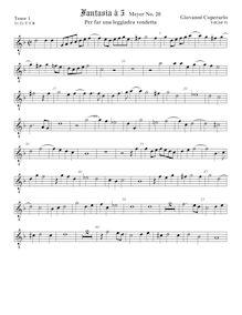 Partition ténor viole de gambe 1, octave aigu clef, Fantasia pour 5 violes de gambe, RC 54