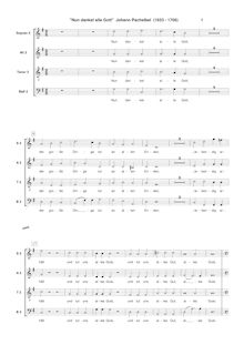 Partition chœur 2 score, Nun danket alle Gott, Pachelbel, Johann