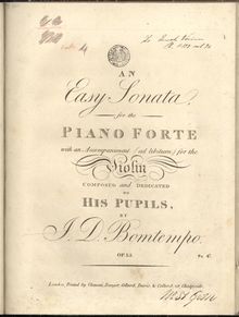 Partition parties complètes, An Easy Sonata, An Easy Sonata, for the Piano Forte with an accompaniment (ad libitum) for the Violin