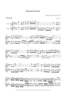 Partition No.3 en D major, 6 sonates pour 2 flûtes, 6 sonates pour deux flûtes traversières sans basse