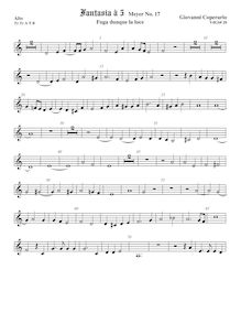 Partition ténor viole de gambe 1, aigu clef, Fantasia pour 5 violes de gambe, RC 43