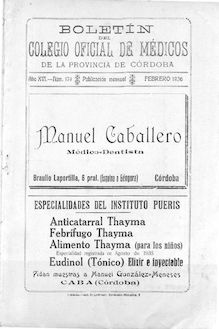 Boletín del Colegio Oficial de Médicos de la Provincia de Córdoba, n. 179 (1936)
