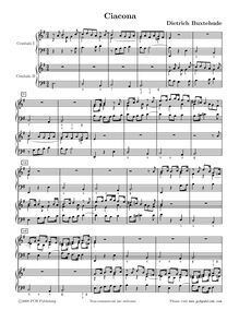 Partition complète et parties, Ciacona pour orgue en E minor, BuxWV 160