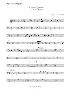 Partition Basso ad organo, Canzon Quarta à , Due Canti e Due Bassi