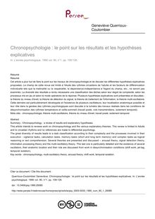 Chronopsychologie : le point sur les résultats et les hypothèses explicatives - article ; n°1 ; vol.90, pg 109-126