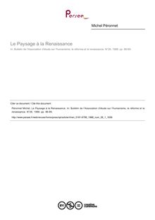 Le Paysage à la Renaissance  ; n°1 ; vol.26, pg 86-89