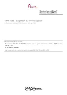 1974-1988 : stagnation du revenu agricole - article ; n°1 ; vol.226, pg 21-26