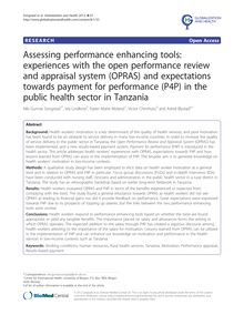 Assessing performance enhancing tools: experiences with the open performance review and appraisal system (OPRAS) and expectations towards payment for performance (P4P) in the public health sector in Tanzania