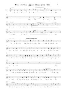 Partition Soprano, Missa Jäger, Missa Venatorum, Missa octavi toni par Orlande de Lassus
