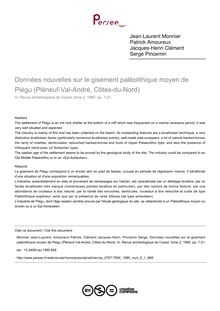 Données nouvelles sur le gisement paléolithique moyen de Piégu (Pléneuf-Val-André, Côtes-du-Nord) - article ; n°1 ; vol.2, pg 7-21