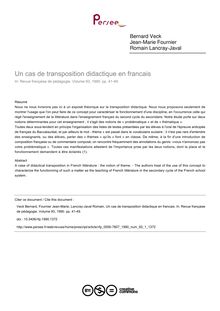 Un cas de transposition didactique en francais - article ; n°1 ; vol.93, pg 41-49