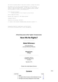 Have We No Rights? - A frank discussion of the "rights" of missionaries