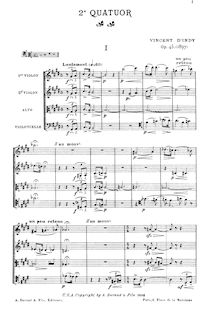 Partition complète, corde quatuor No.2, Op.45, Indy, Vincent d  par Vincent d  Indy