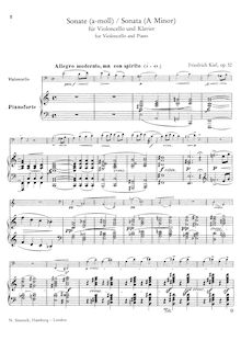 Partition complète, violoncelle Sonata, Kiel, Friedrich