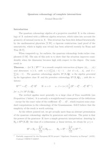 Quantum cohomology of complete intersections