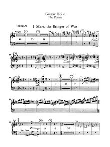 Partition orgue, pour Planets, Op.32, Suite for Large Orchestra
