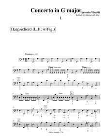 Partition clavecin (à gauche main, avec figures), Concerto en G major, RV 151