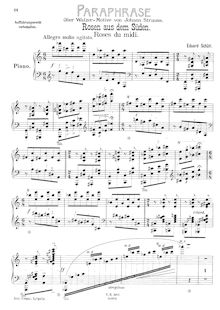 Partition No.5 - Rosen aus dem Süden (Roses from pour South), Concert Paraphrases on J. Strauss s Waltz Motifs par Eduard Schütt