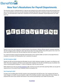 New Year s Resolutions for Payroll Departments