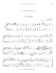 Partition 215-2, (17e) Magnificat en A: , Prélude - , Duo - , Récit - , Trio - , Basse - , Dialogue - , (Dernier) Plein Jeu, Livre d orgue de Montréal