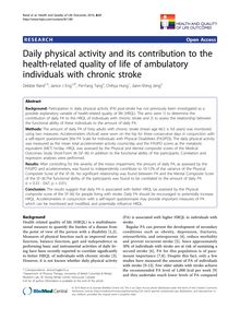 Daily physical activity and its contribution to the health-related quality of life of ambulatory individuals with chronic stroke