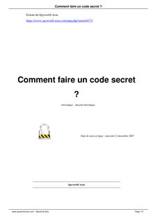 Comment faire un code secret ?