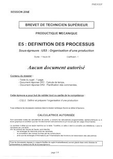 Organisation d une production 2006 BTS Productique mécanique