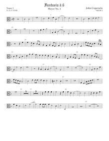 Partition ténor viole de gambe 1, alto clef, Fantasia pour 6 violes de gambe, RC 74
