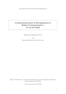 Communication pour le Développement et Radios Communautaires  : Le ...