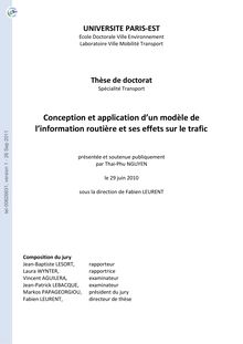 Conception et application d un modèle de l information routière et ses effets sur le trafic, Modelling traveler information and its effects on traffic