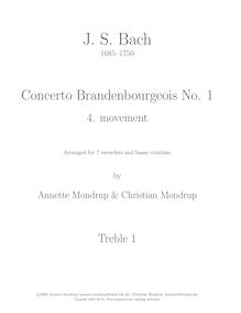 Partition aigu enregistrement  1, Brandenburg Concerto No.1, F major par Johann Sebastian Bach